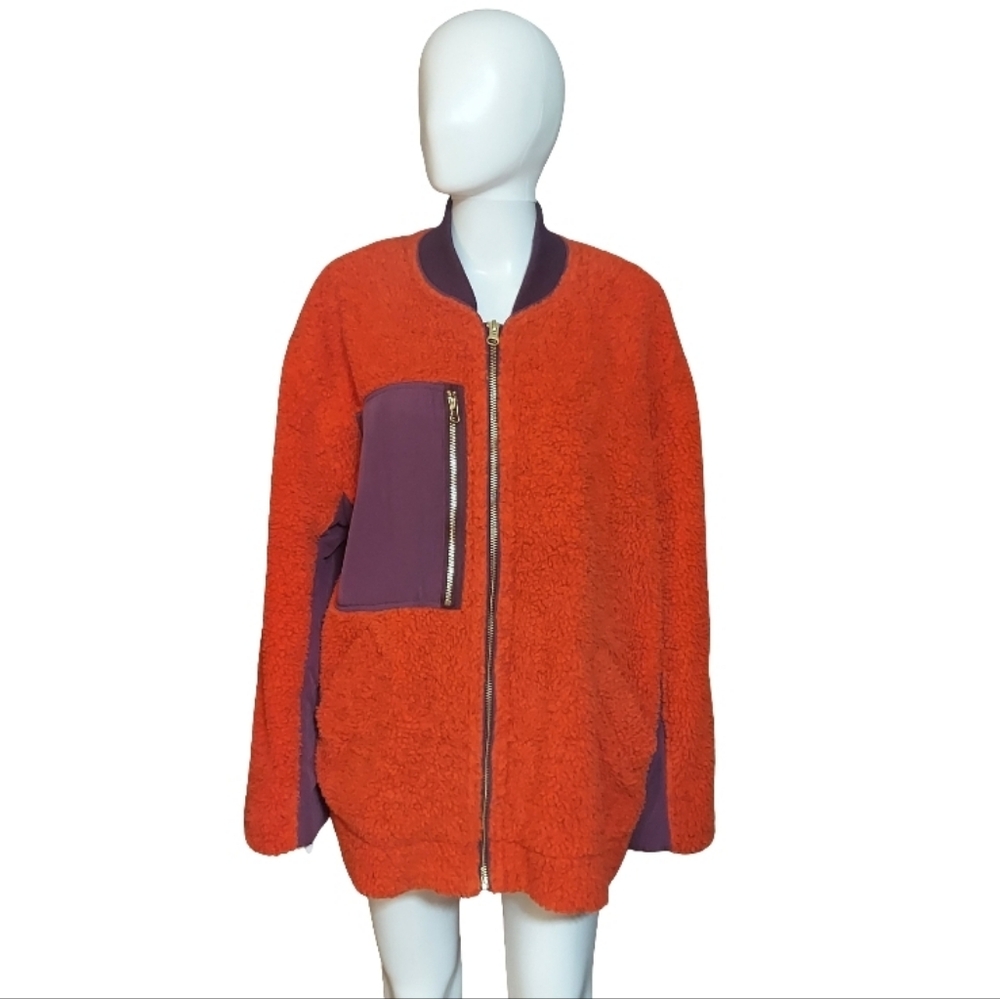 Free People We The Free Rivington Sherpa Jacket In Chili Combo
